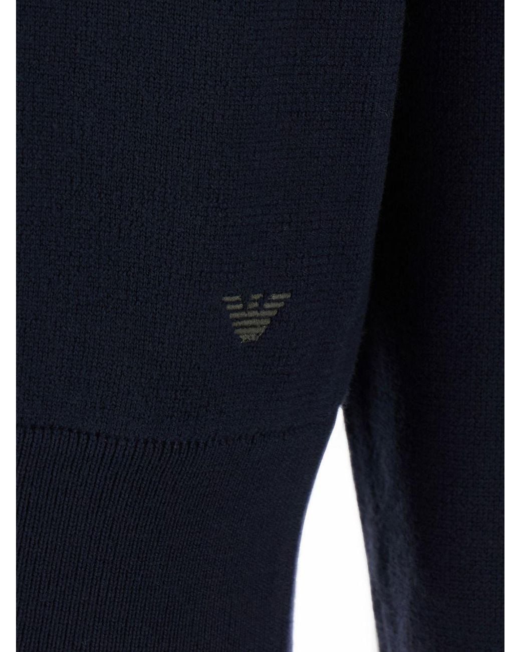 Emporio Armani Blue Wool Zipped Cardigan for men