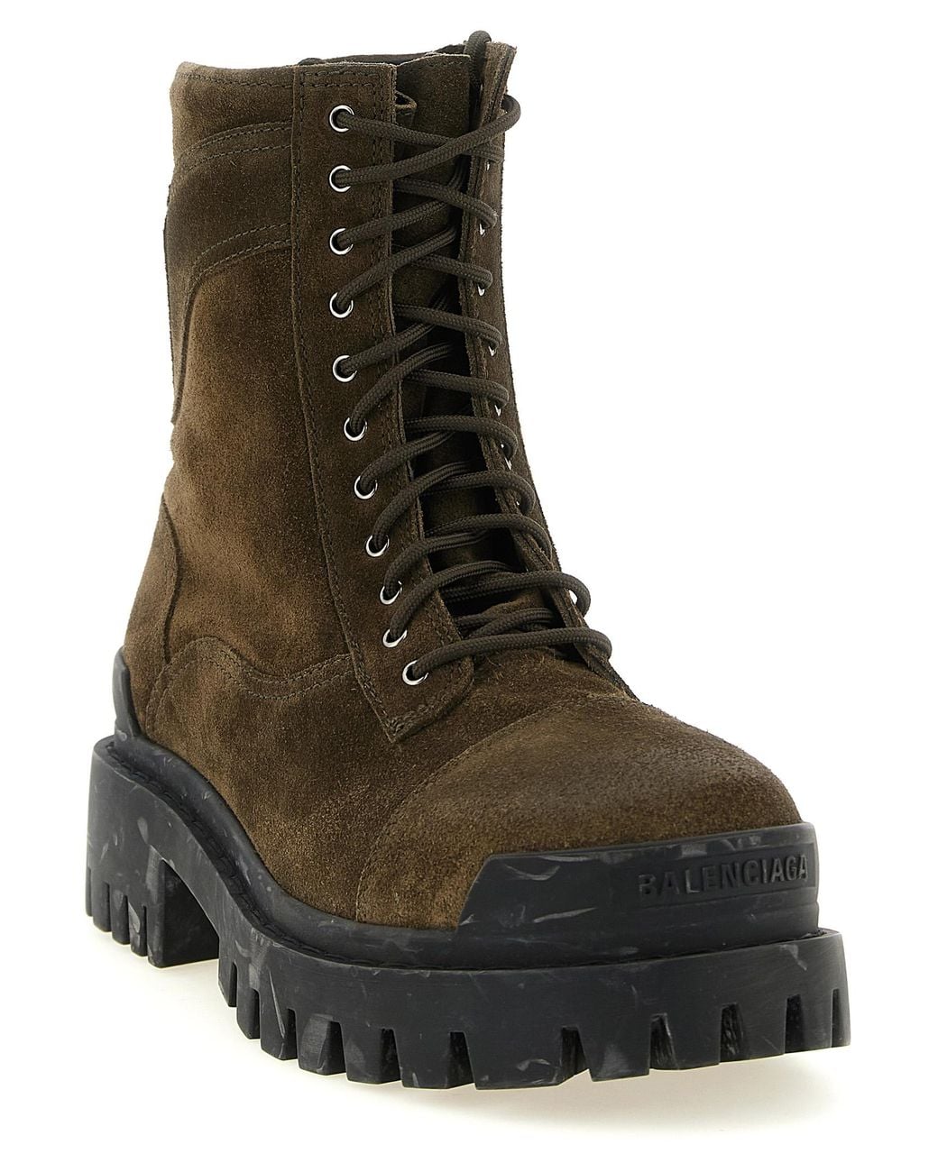 Balenciaga Brown 'Combat Strike' Ankle Boots for men