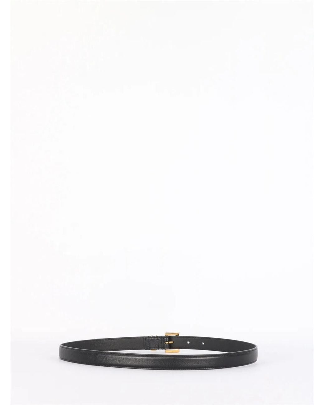 Saint Laurent White Cassandre Leather Belt