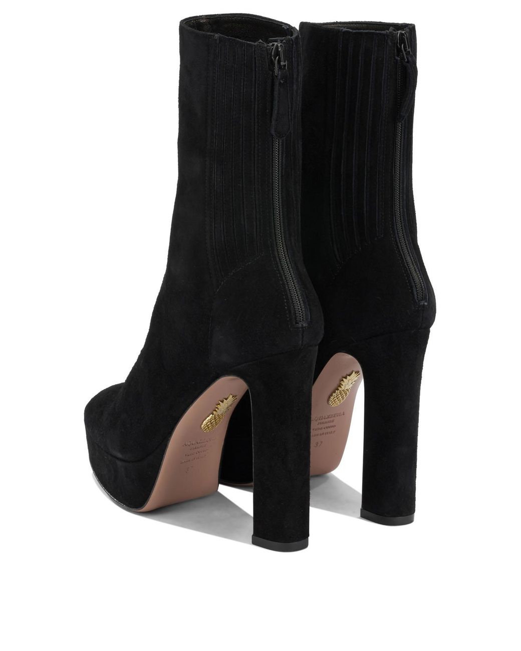 Aquazzura Black "Martine 110Mm" Ankle Boots With Zipper