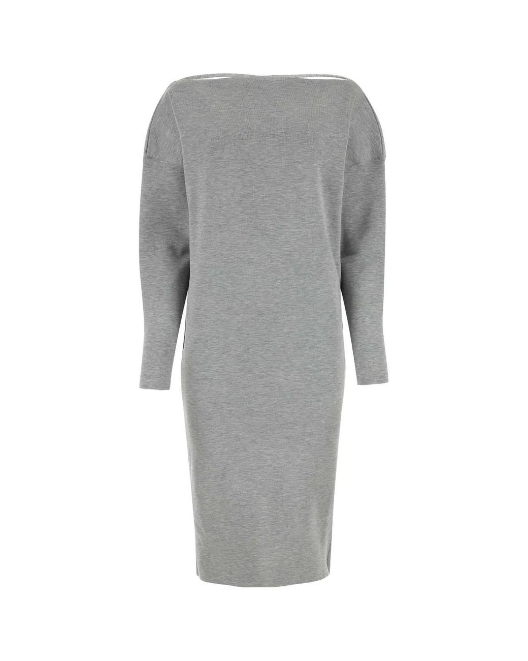 Gucci Gray Stretch Wool Blend Dress