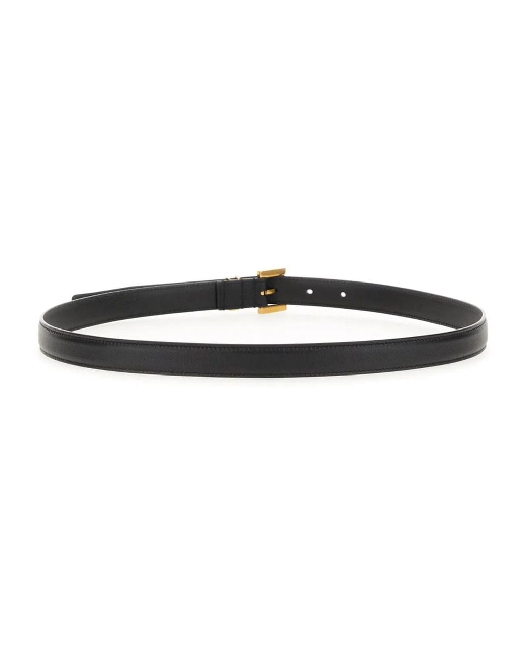 Saint Laurent White Cassandre Leather Belt