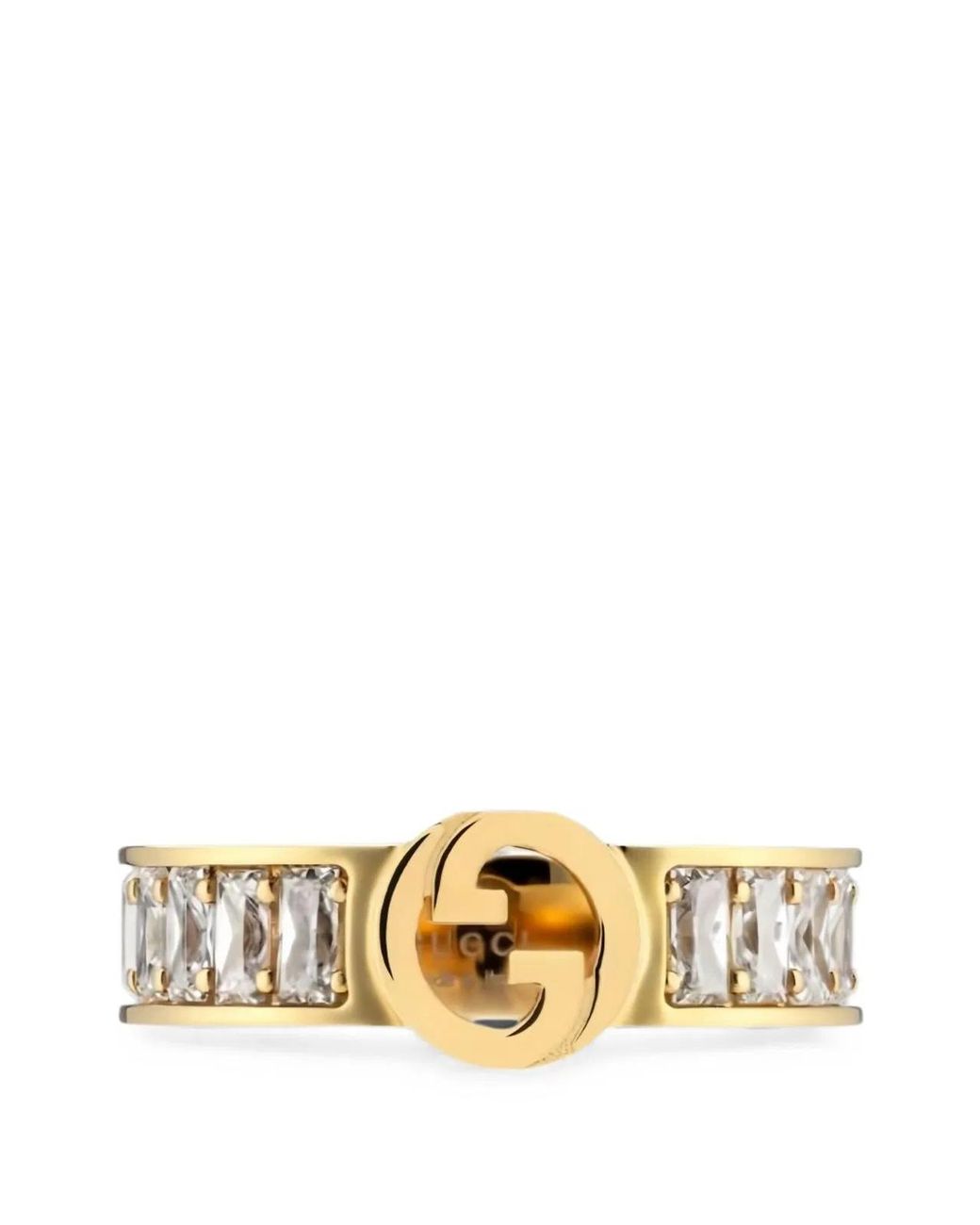 Gucci Metallic Ring Interlocking Design Stones