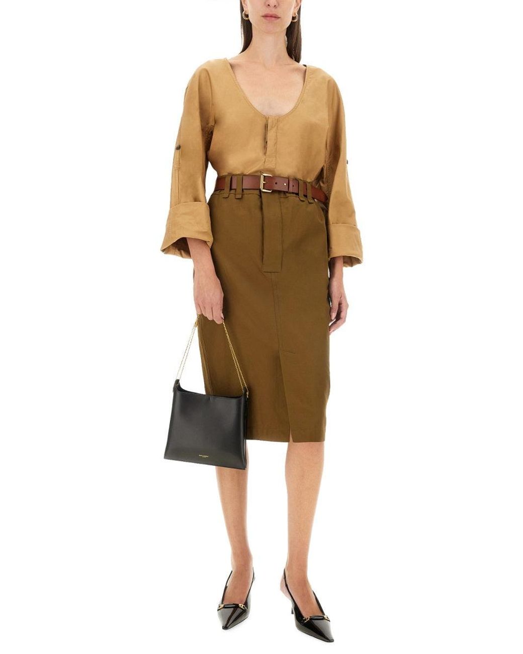 Saint Laurent Natural Regular Fit Henley Blouse