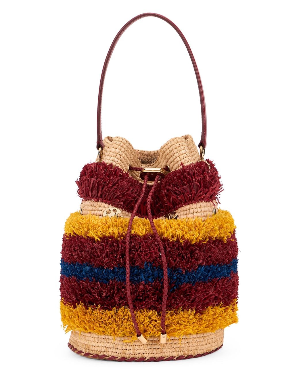 Rabanne Red Bucket Bag Raffia