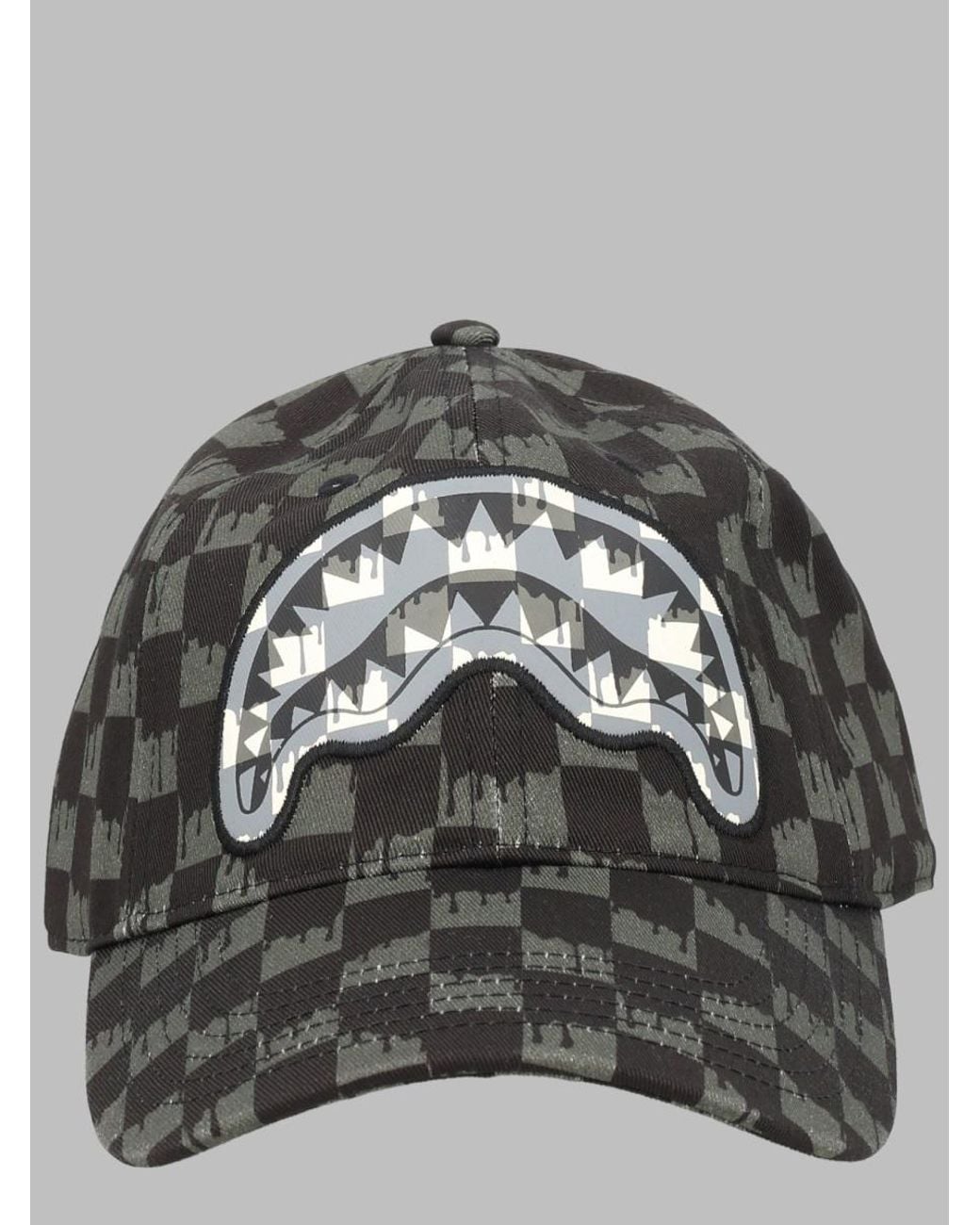 Sprayground Gray Drip Check Shark Cap