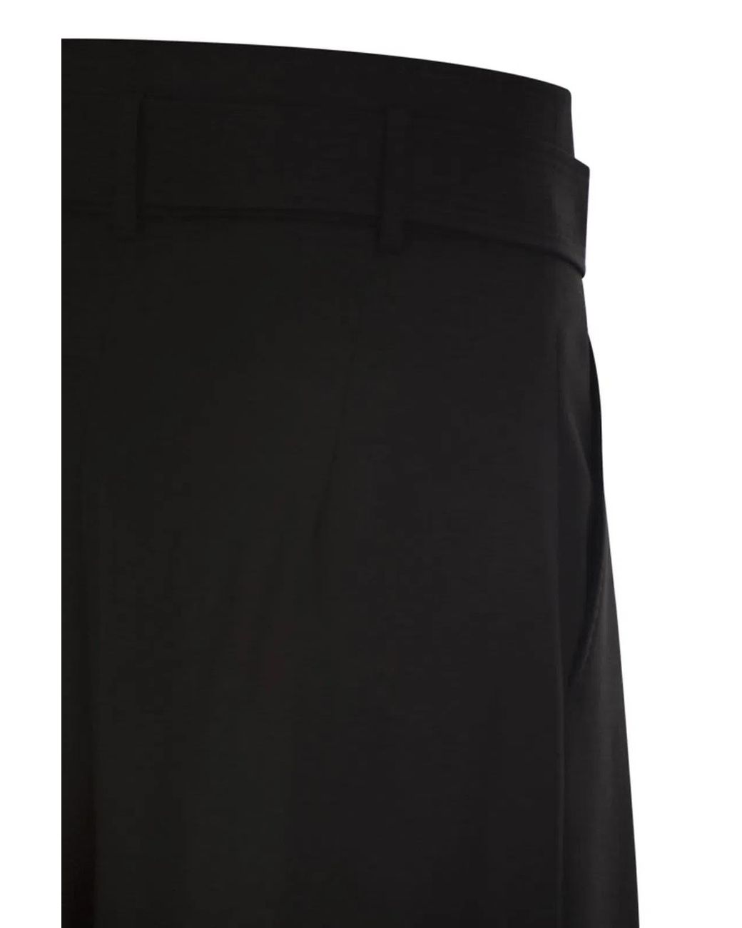 Max Mara Black Mstserio – Wide-Leg Pure Wool Trousers With Belt