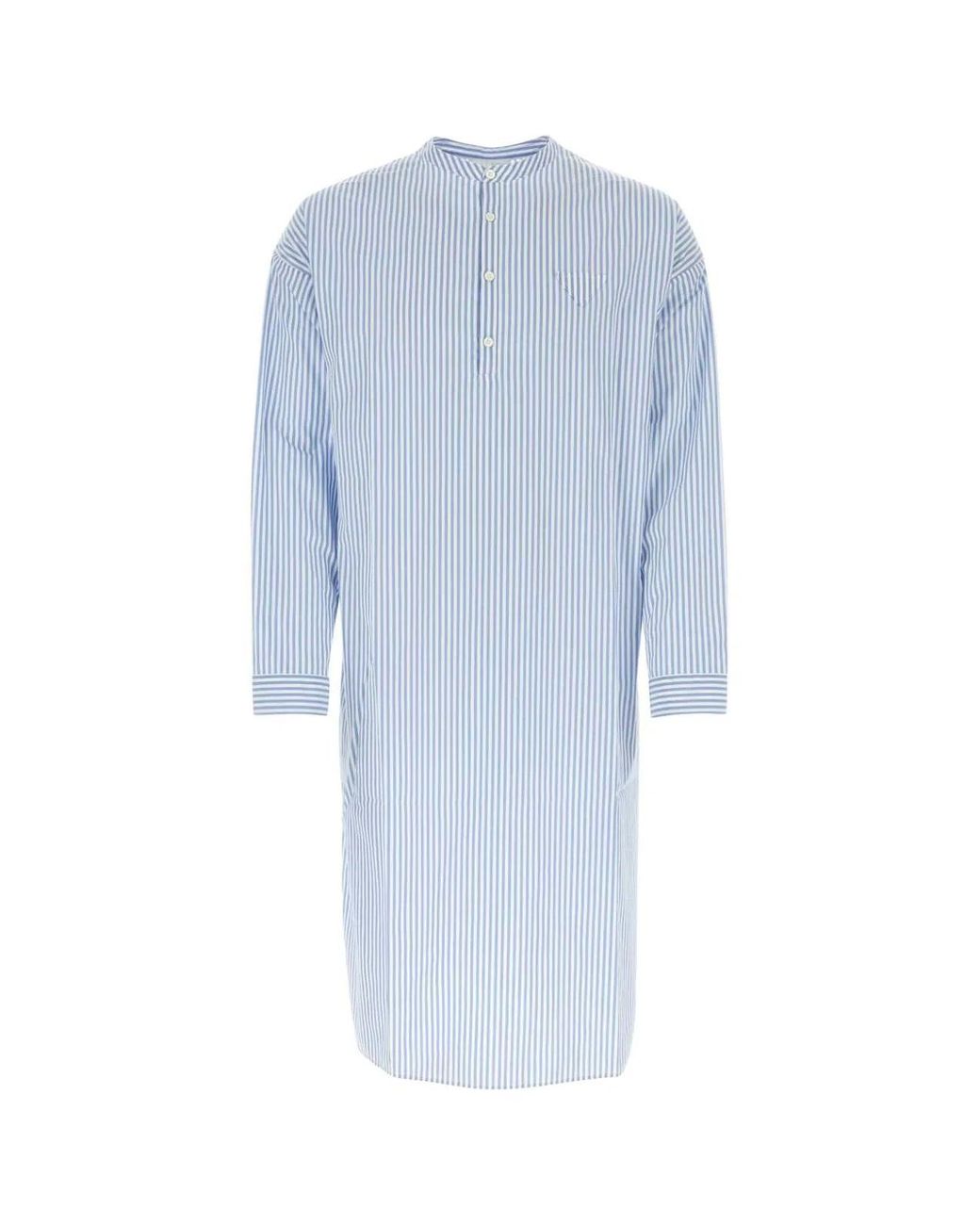 Prada Blue Printed Cotton Button-Down Shirt for men