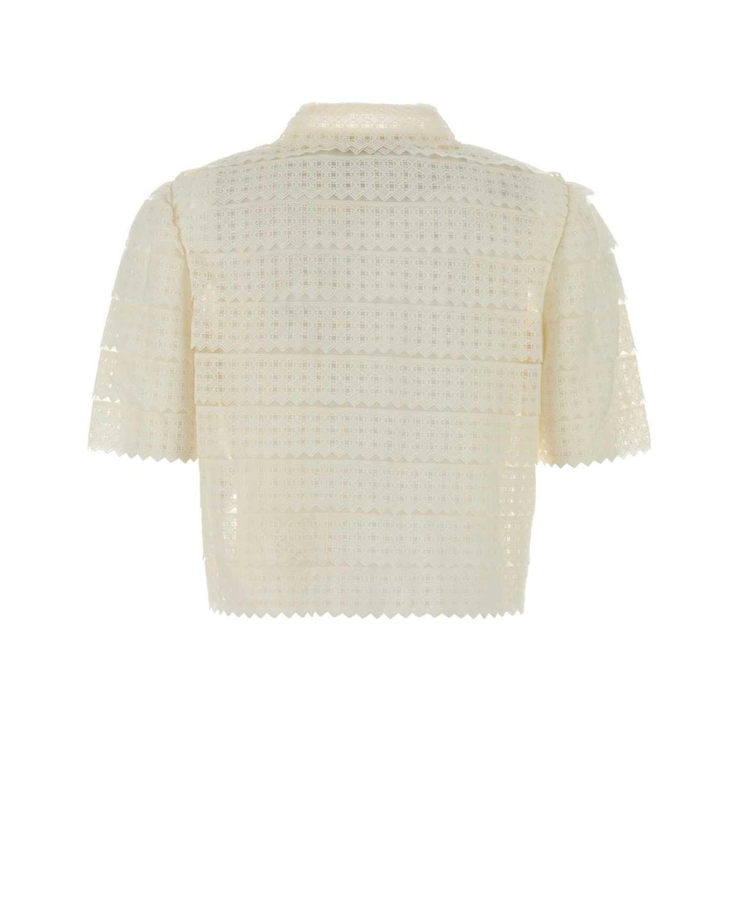 FRAME White Ivory Crochet Mini Shirt