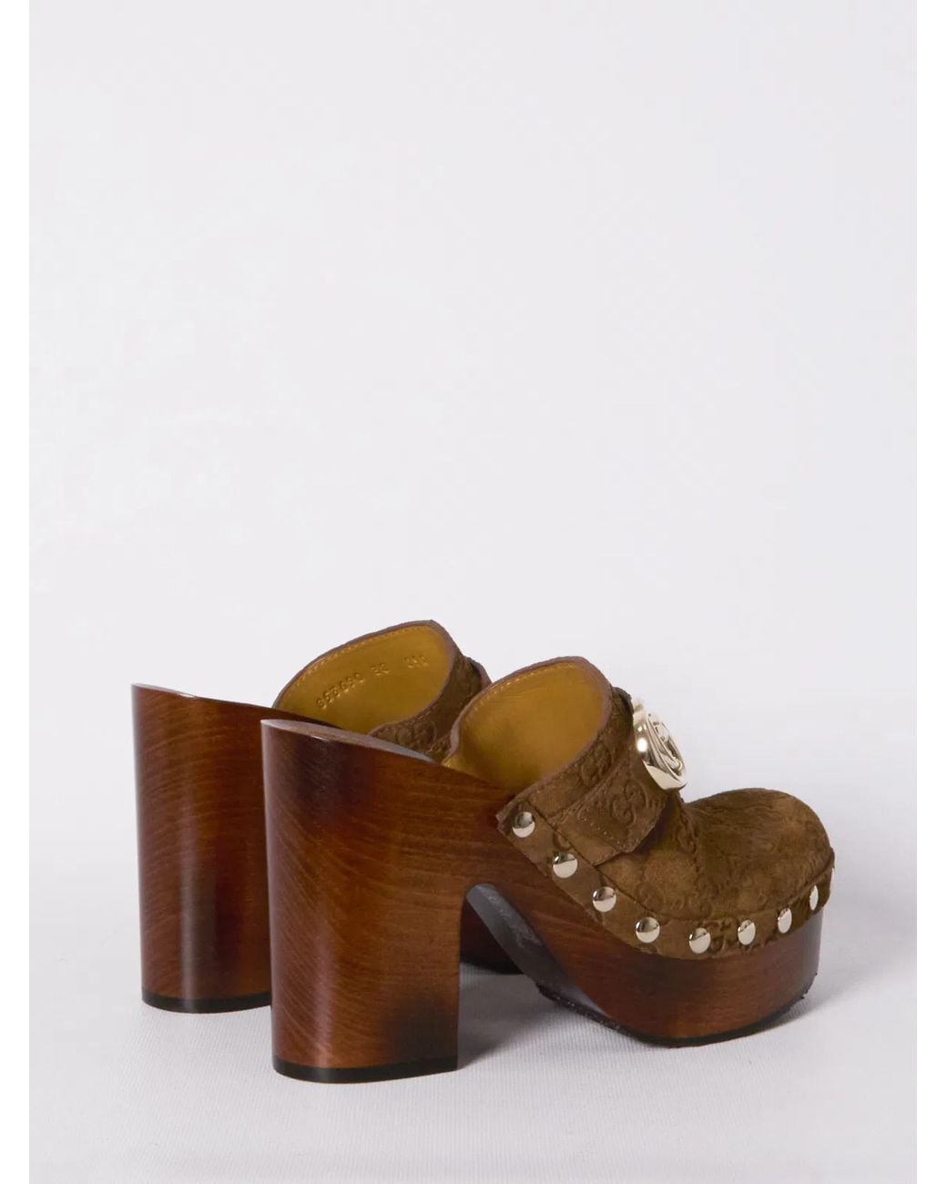 Gucci Brown Double G Platform Clog