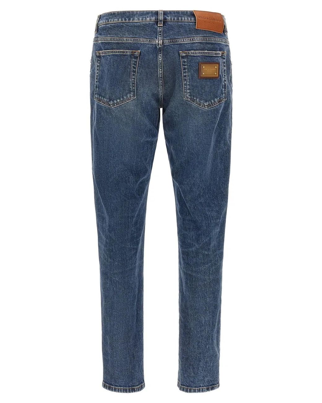 Dolce & Gabbana Blue Dolce & Gabbana Logo Plaque Jeans for men
