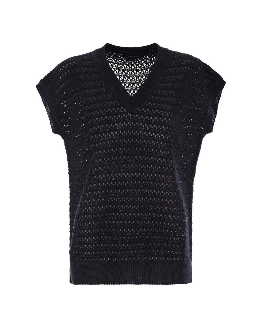 Fabiana Filippi Black Cotton Crochet Jumper With Sequins