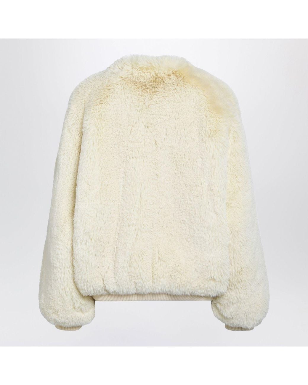 Frankie Shop Natural Butter Faux Fur Bomber Jacket