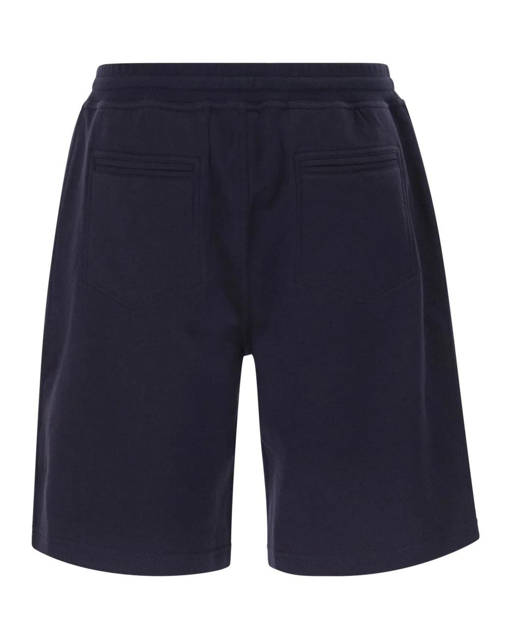 Brunello Cucinelli Blue Techno Cotton Fleece Bermuda Shorts for men
