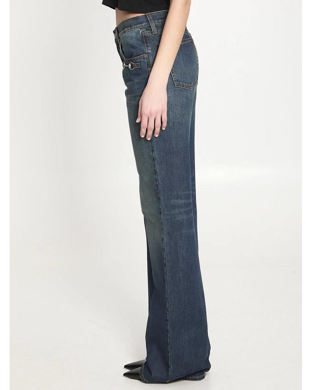 Gucci Blue Low Rise Bootcut Denim Pants