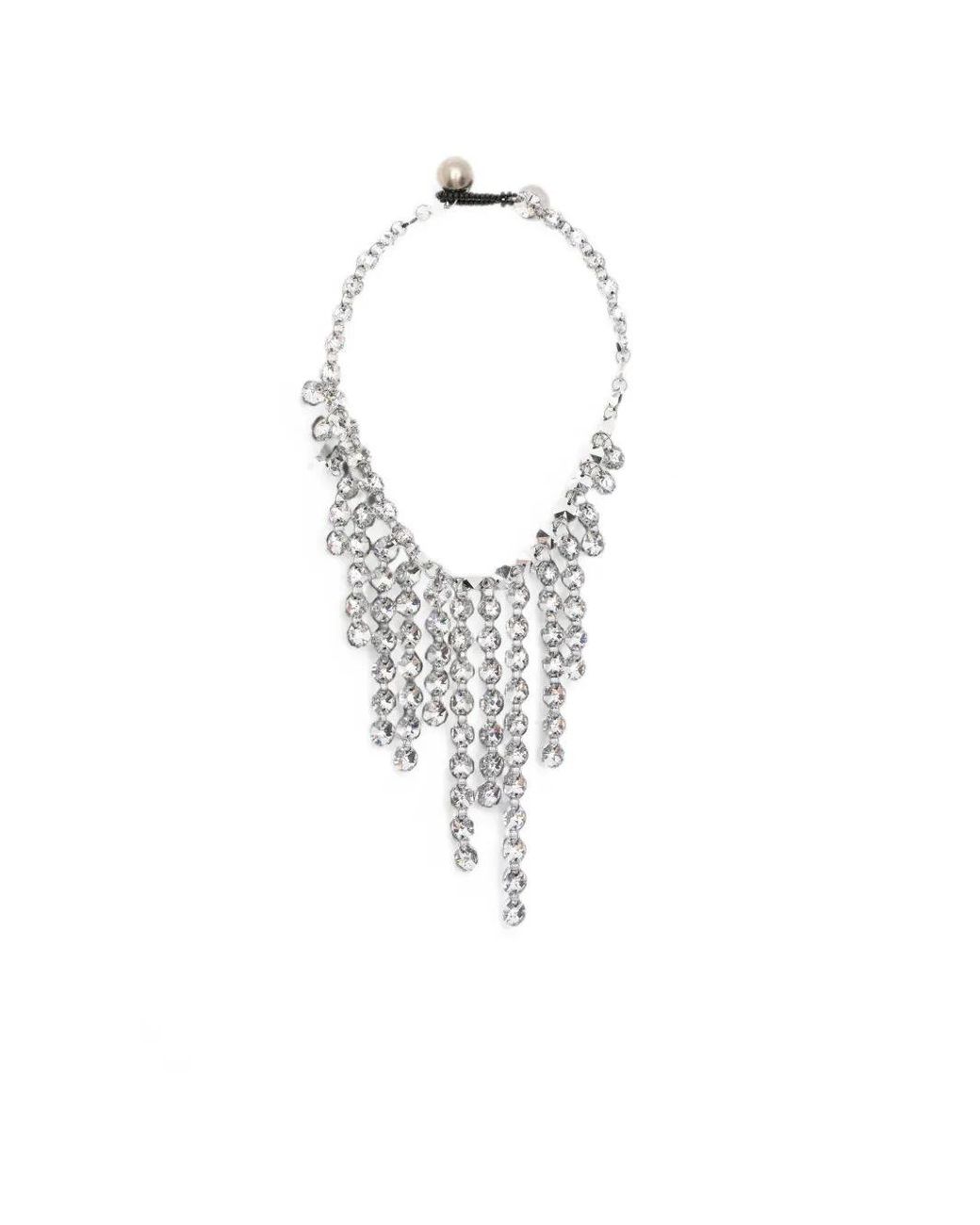 Maria Calderara White Diamond Crystal Long Necklace