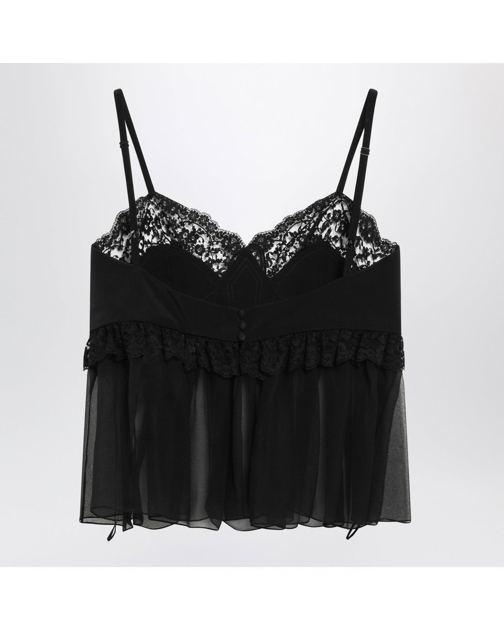 Chloé Black Silk Crãªpe De Chine Top With Thin Straps