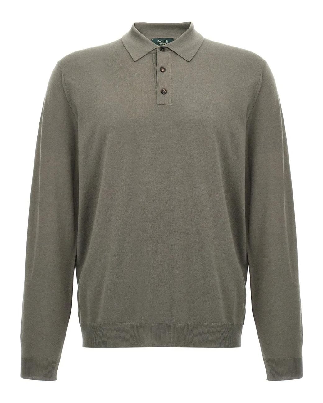 Zanone Gray Wool Polo Shirt for men