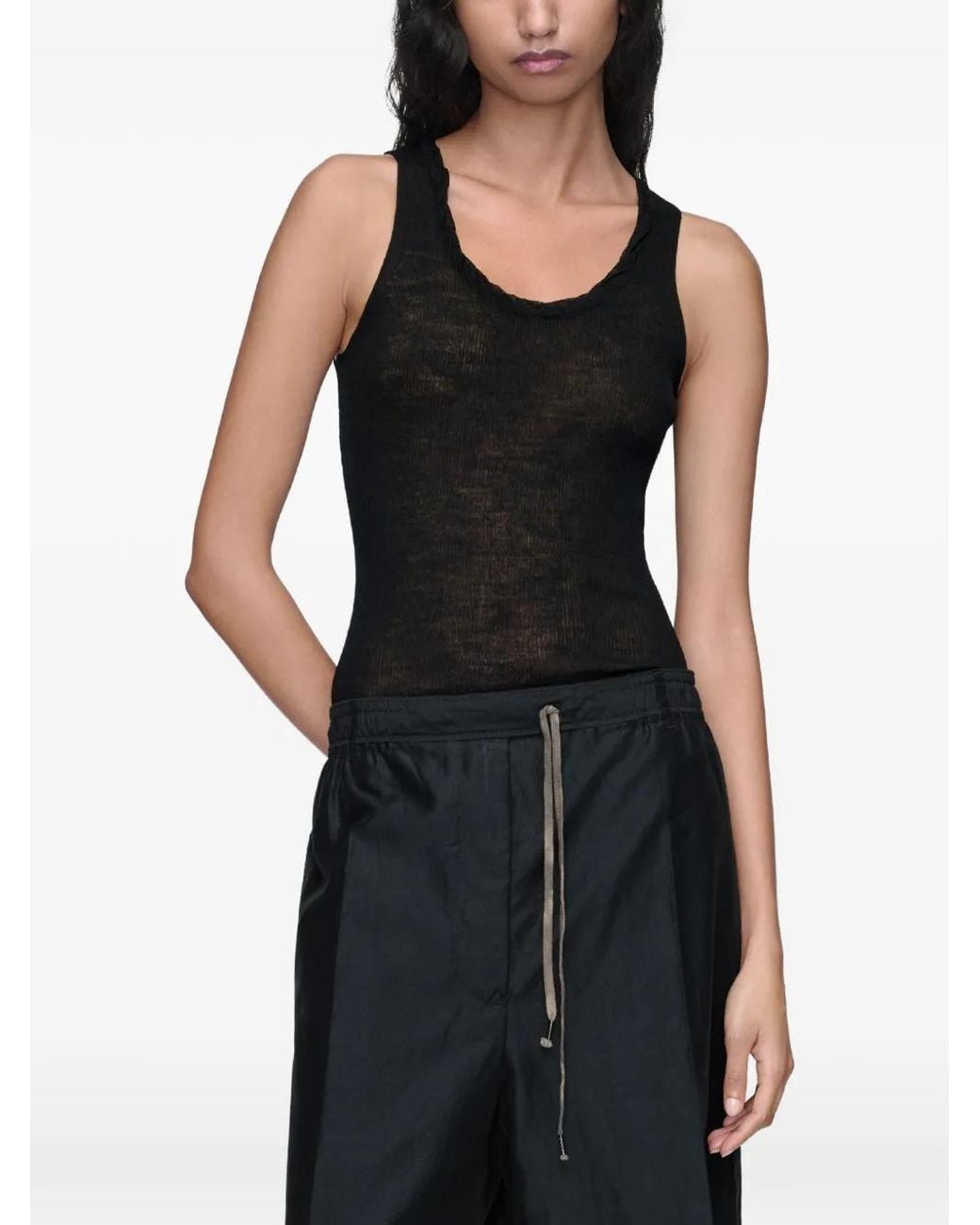 Maison Margiela Black Woven Knit Tank Top