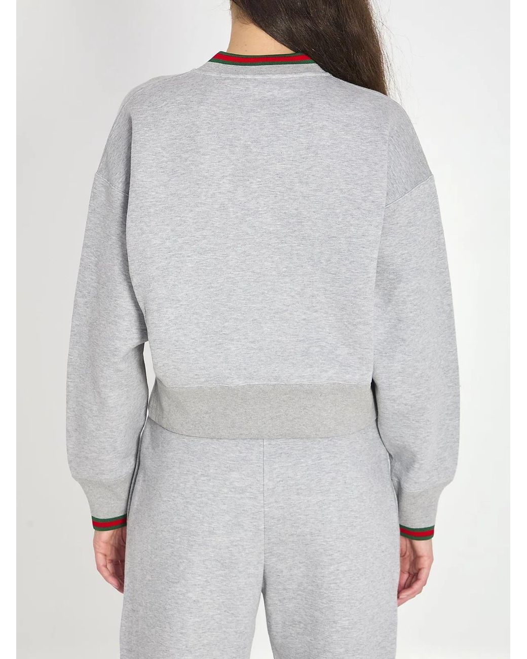 Gucci Gray Jersey Cotton Sweatshirt With Web