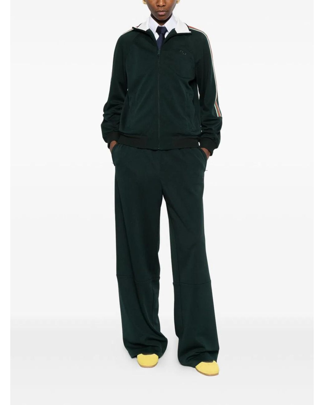 Gucci Black Logo Stripe Zip Ribbed