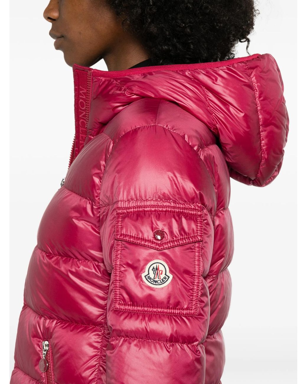 Moncler Red Glesse Short Padded Jacket With Hood