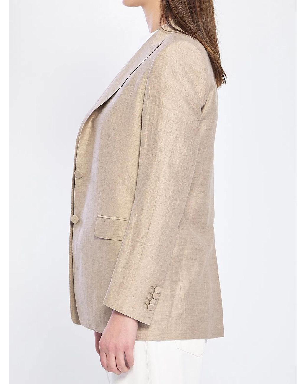 Tagliatore Natural Single-Breasted Linen Blend Jacket