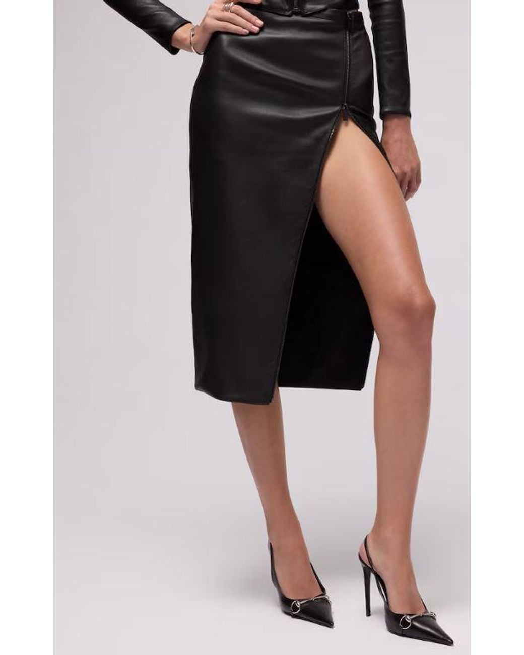 Gucci Black Leather Mini Skirt Studded