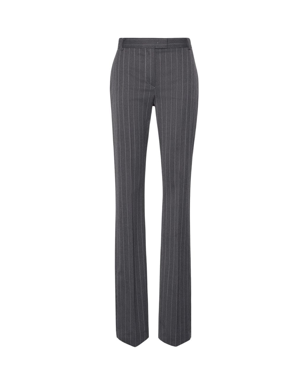 Max Mara Gray Stretch Wool Slim Flared Trousers