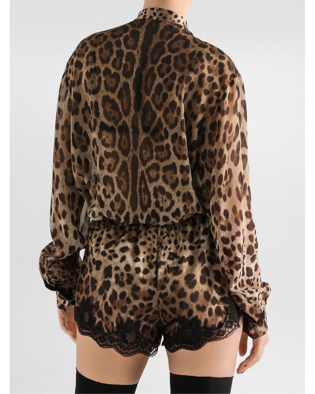 Dolce & Gabbana Brown Dolce & Gabbana Silk Georgette Shirt With Leo Print
