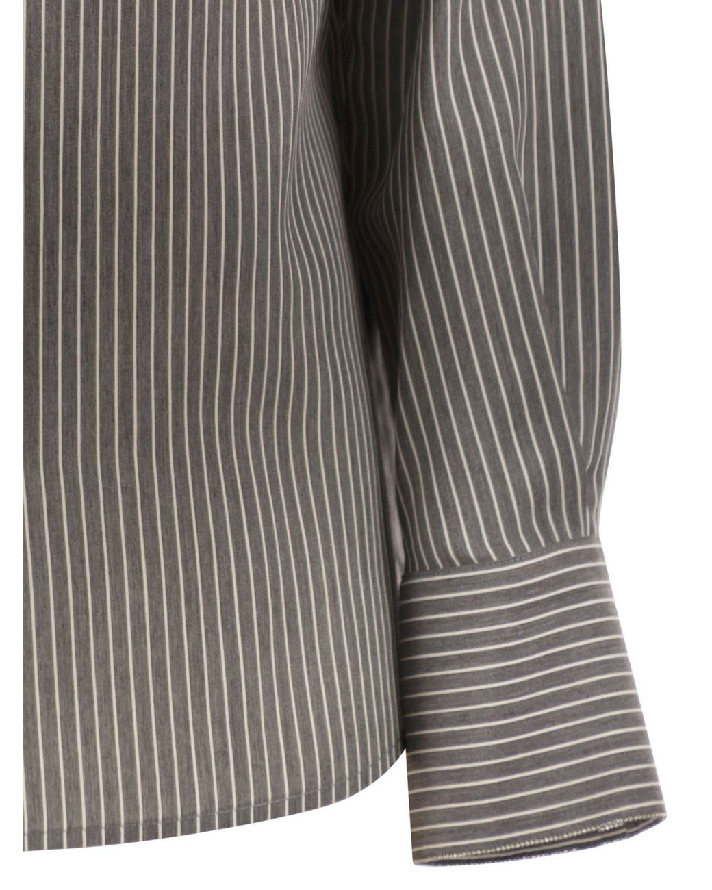 Peserico Gray Striped Viscose And Silk Blend Shirt
