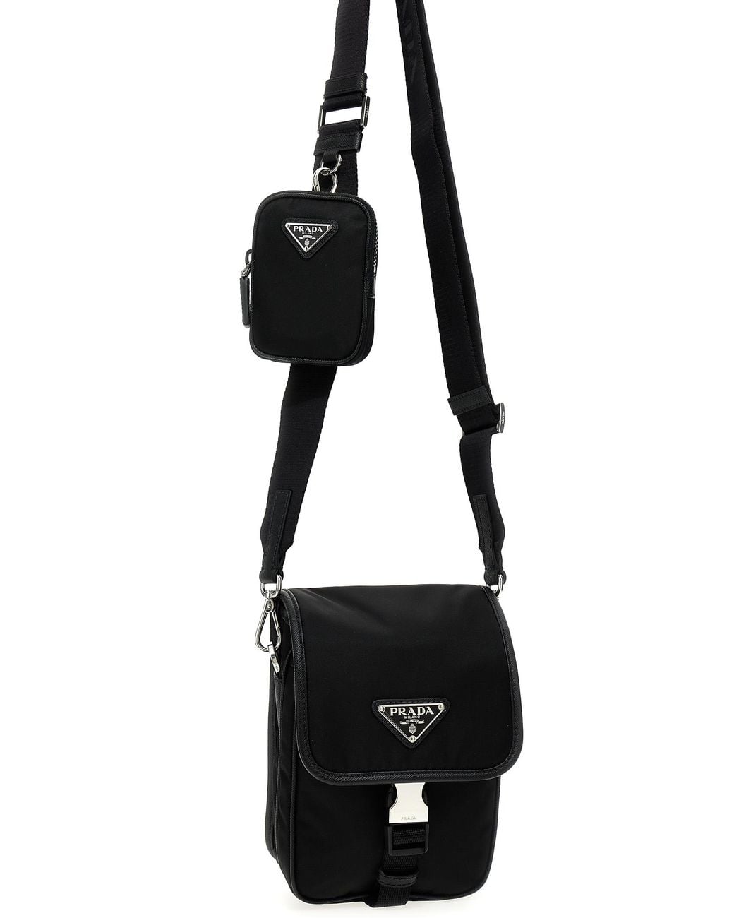 Prada Black Re-Nylon Logo Crossbody Bag