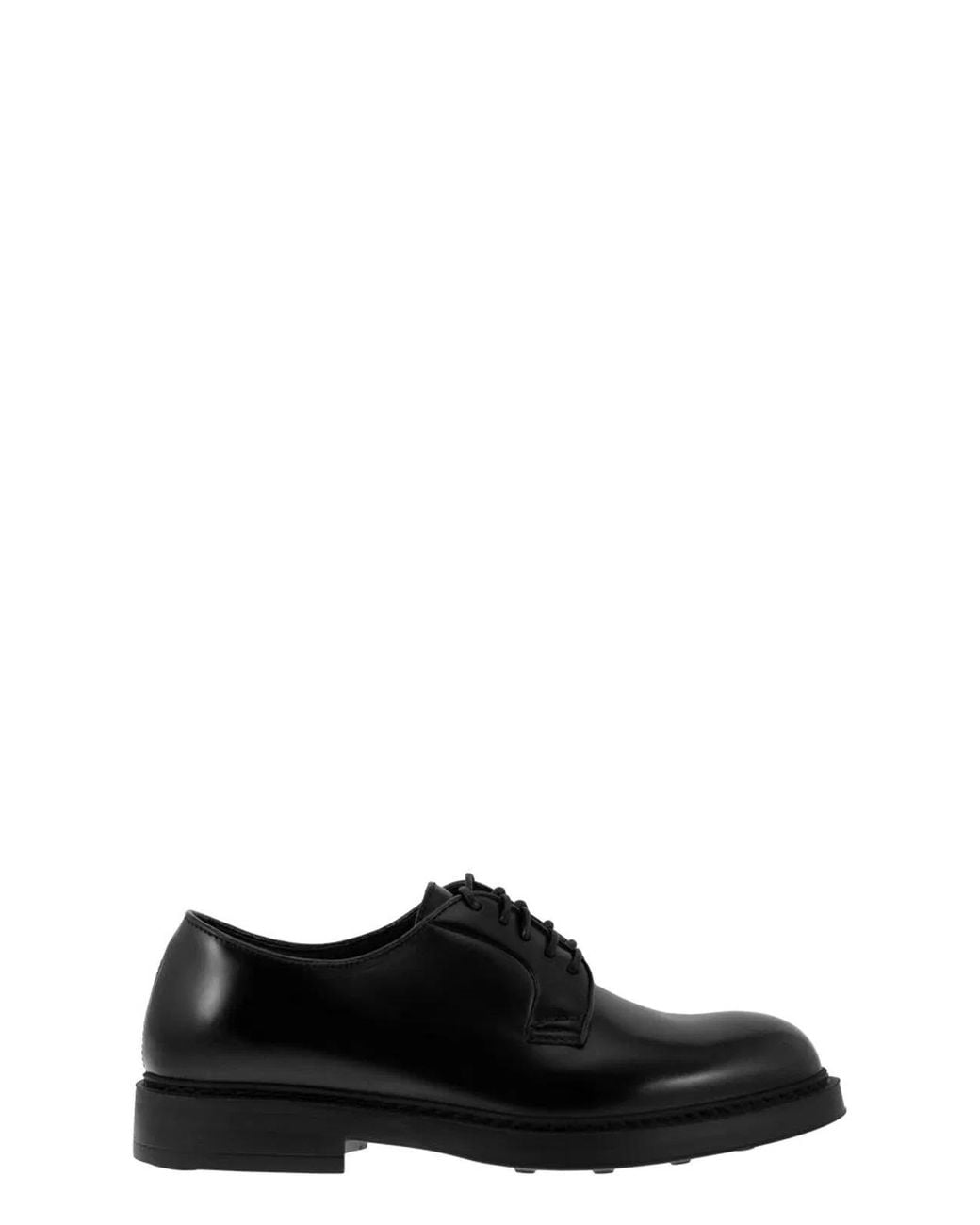 Doucal's Black Leather Derby Lace-Up for men