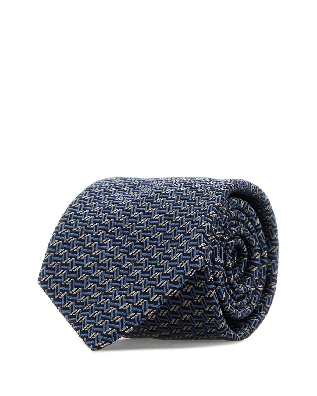 Brioni Blue Crav. Stand. 8X150 Silk Micro Motif Jacquard for men
