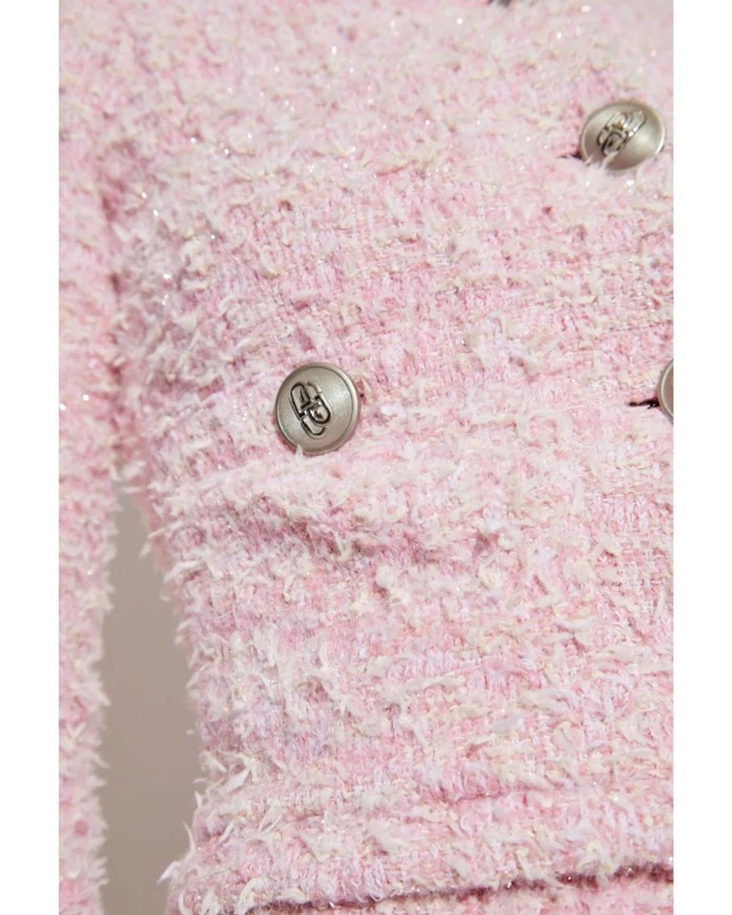 Balenciaga Pink Bouclé Cropped Jacket