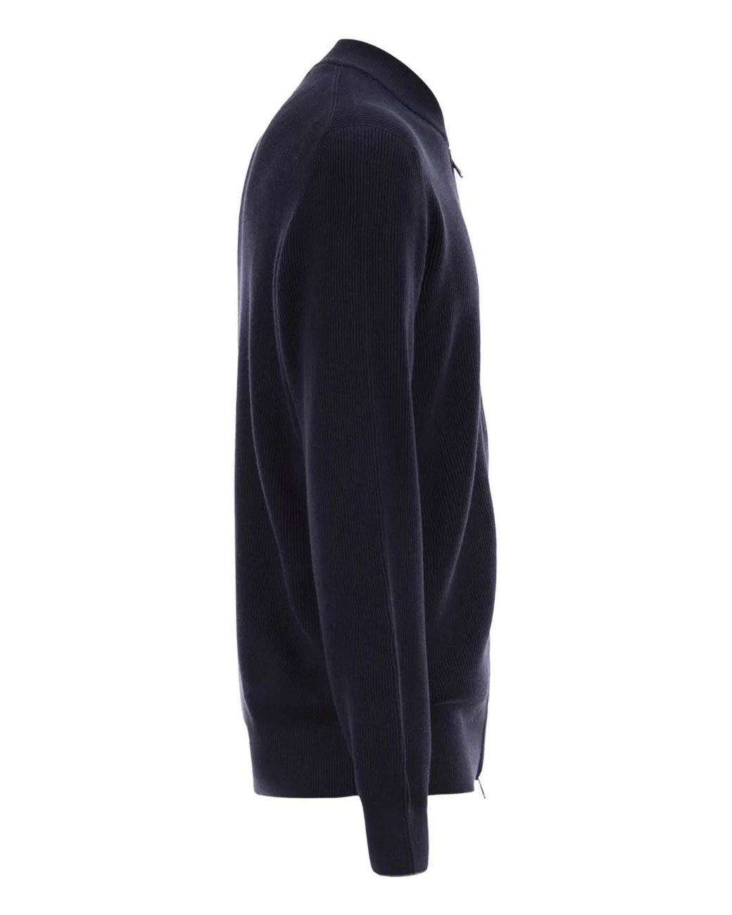 Brunello Cucinelli Blue Cotton Cardigan With Zip for men
