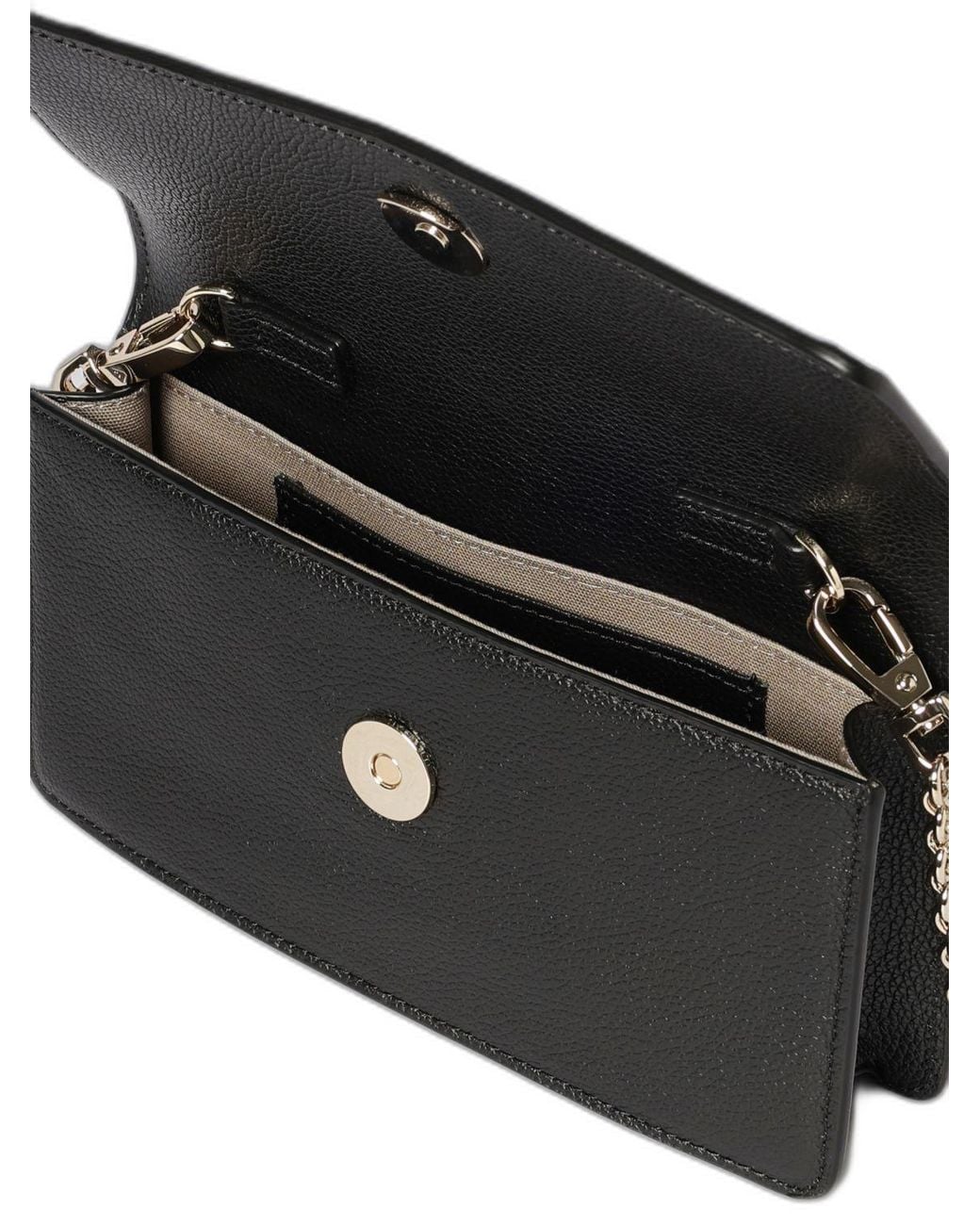 Emporio Armani Black Grained Leather Clutch With Chain