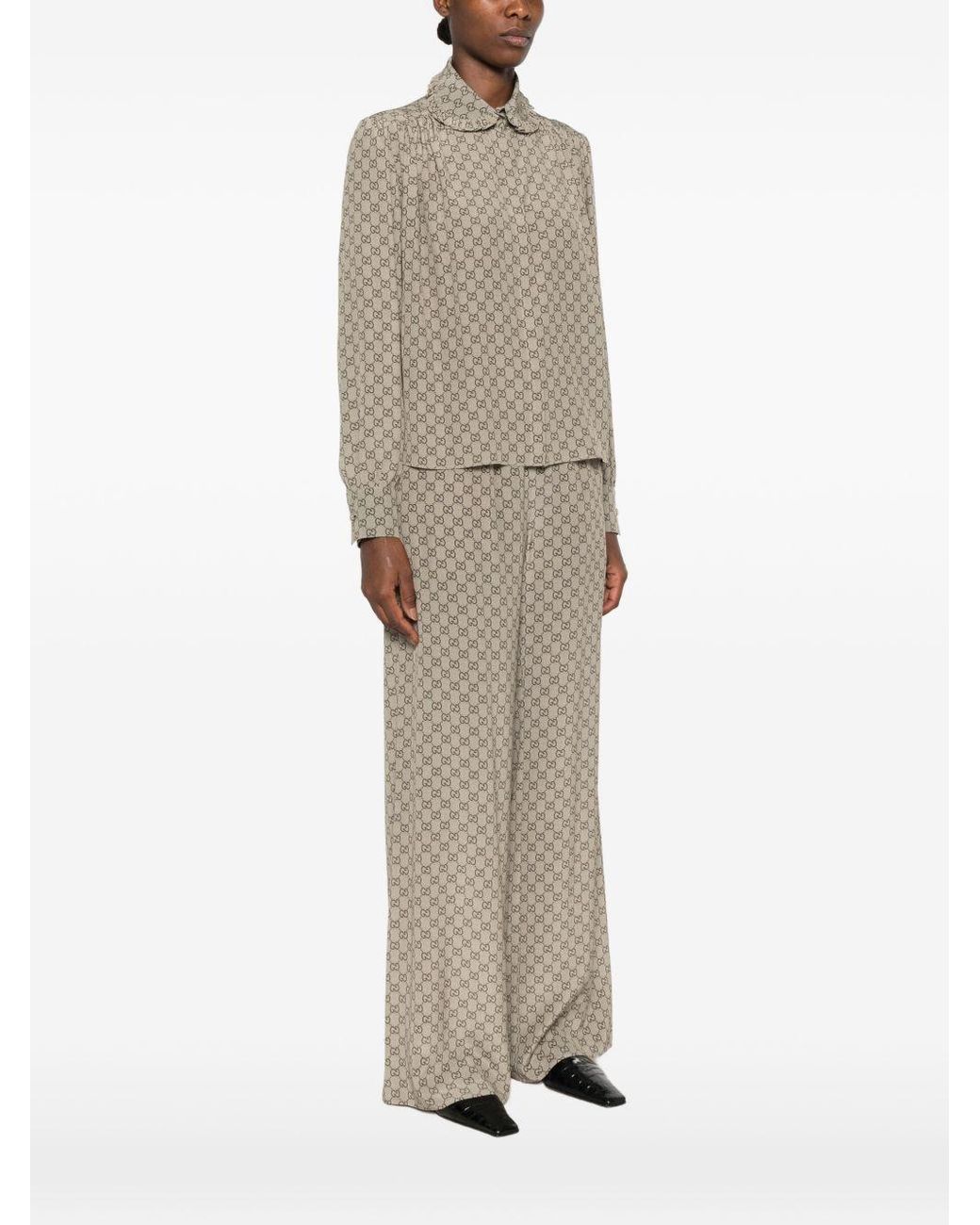 Gucci Natural Printed Silk Crêpe De Chine Shirt