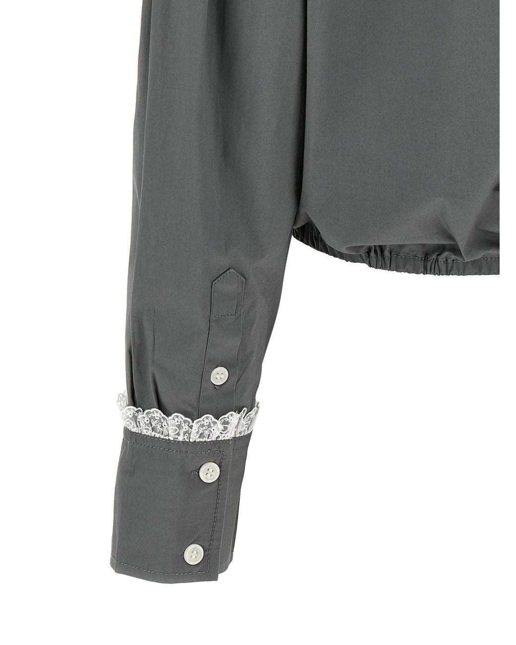 Ganni Gray Cropped Shirt With Lace