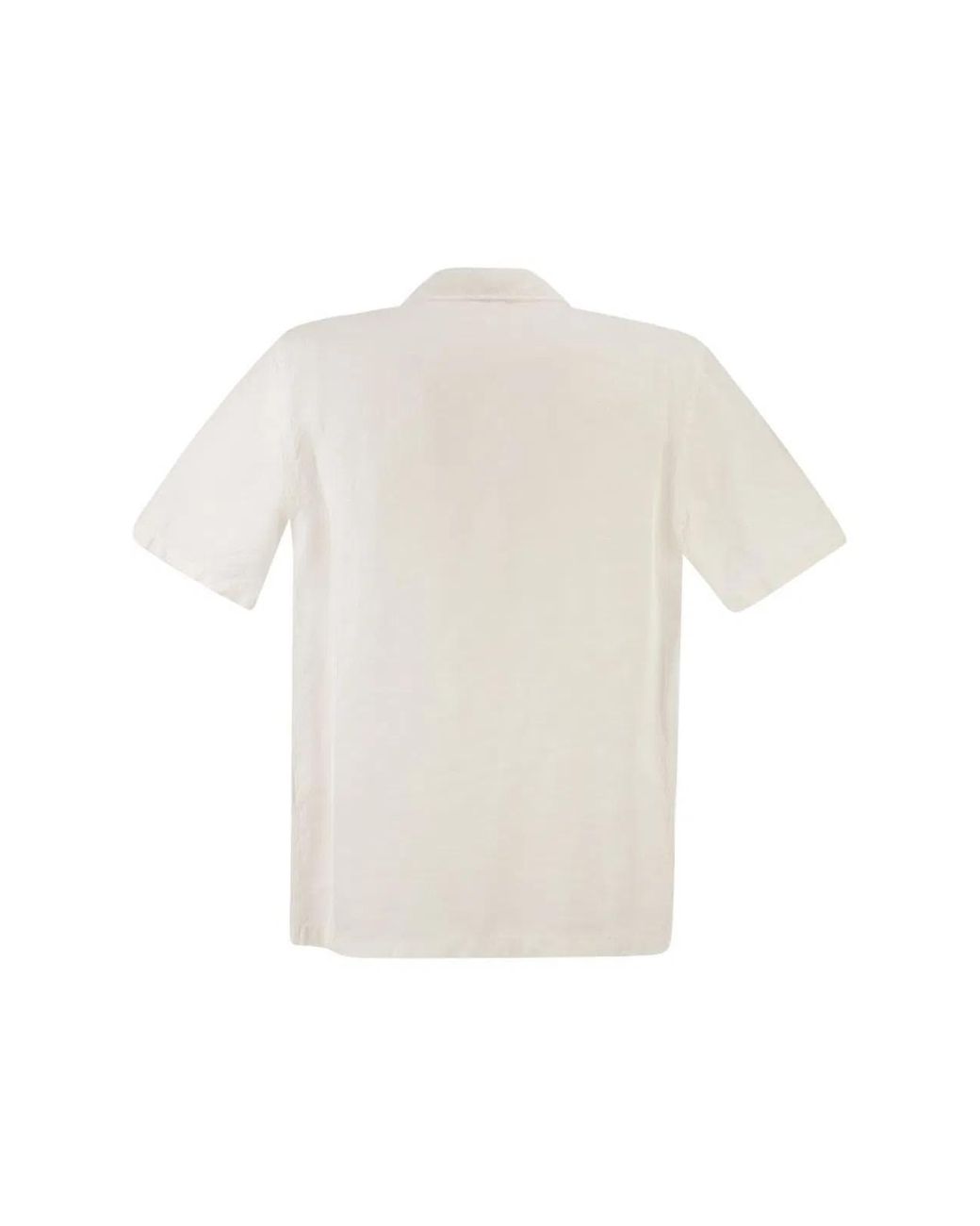 Peserico White Lightweight Linen Bowling Shirt for men