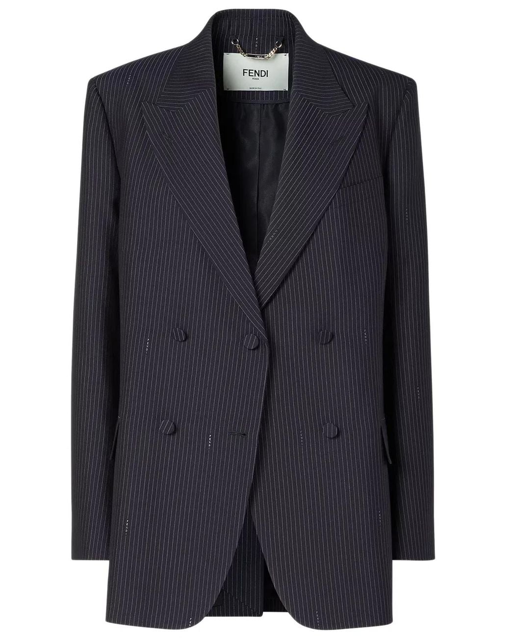Fendi Black Pinstriped Wool Blazer