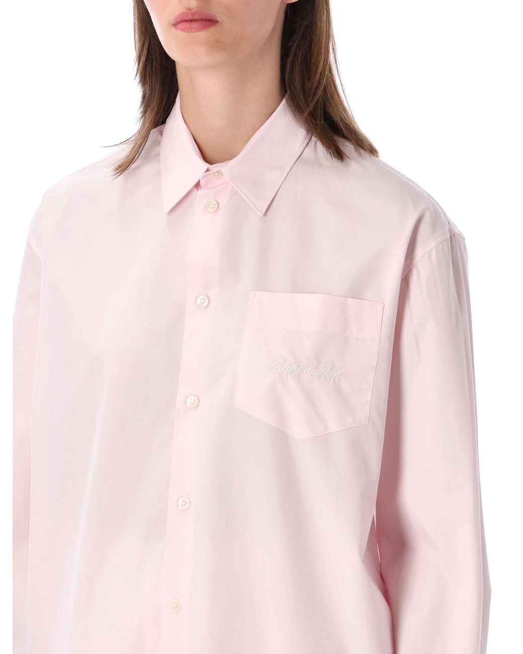 Sporty & Rich Pink Oversized Cotton Button-Up Shirt