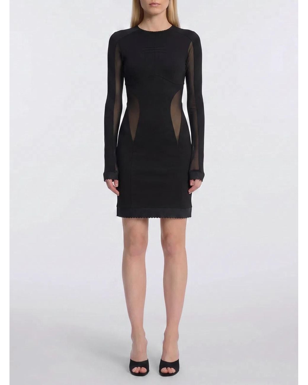 The Attico Black Mini Dress With Tulle Inserts