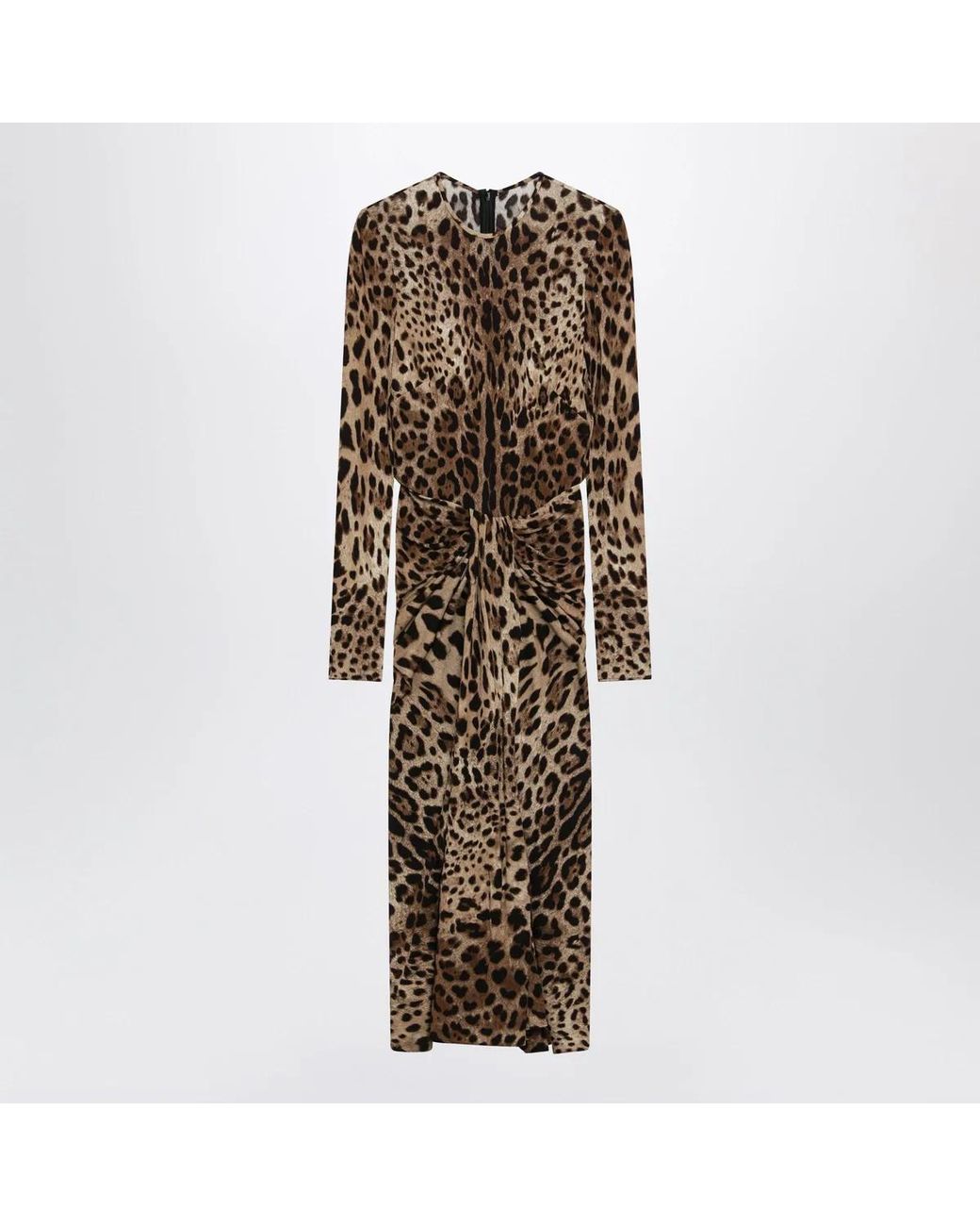 Dolce & Gabbana Brown Dolce & Gabbana Leopardprint Viscose Jersey Dress