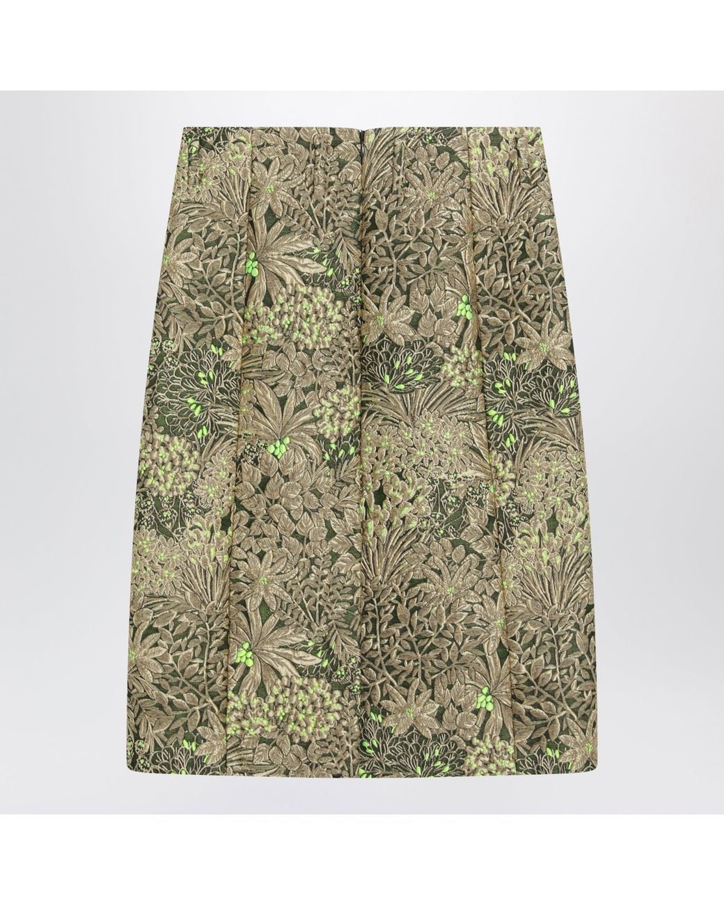 Dries Van Noten Green Skirt With Floral Jacquard Pattern
