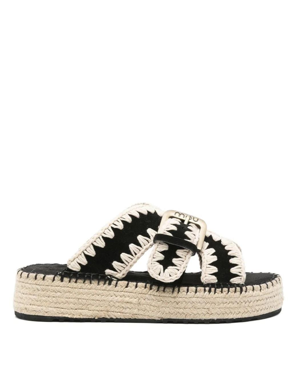 Mou Black Jute Sandals