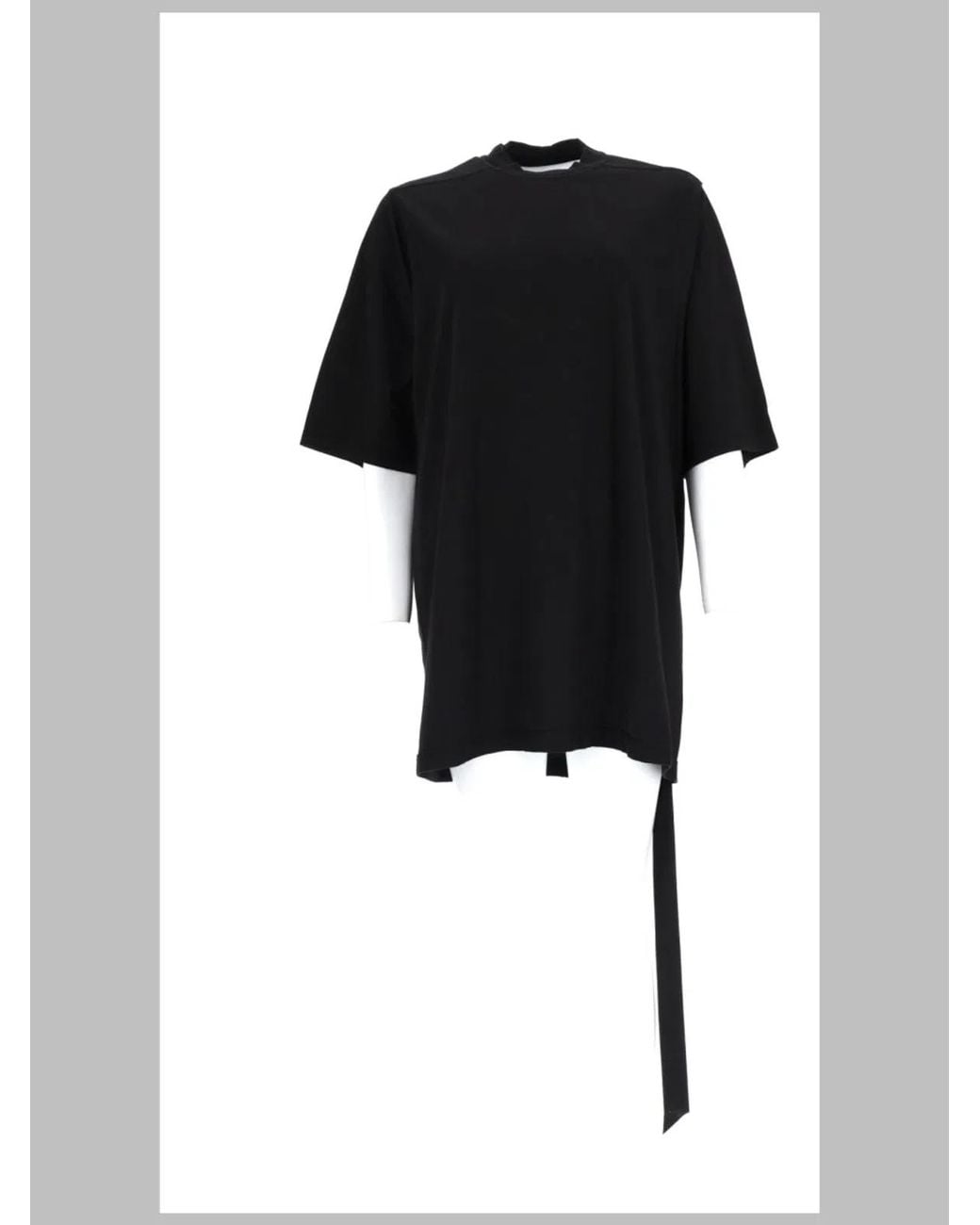 Rick Owens Black Oversized Mock Neck T-Shirt With Strap Detail