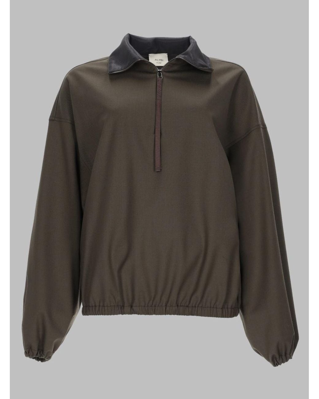Alysi Gray Three-Quarter Zip Jacket Polyester