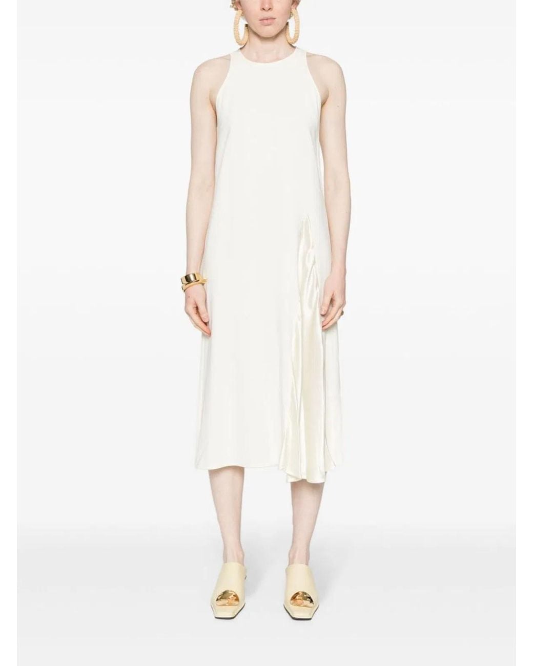 Erika Cavallini Semi Couture White Sleeveless Midi Dress