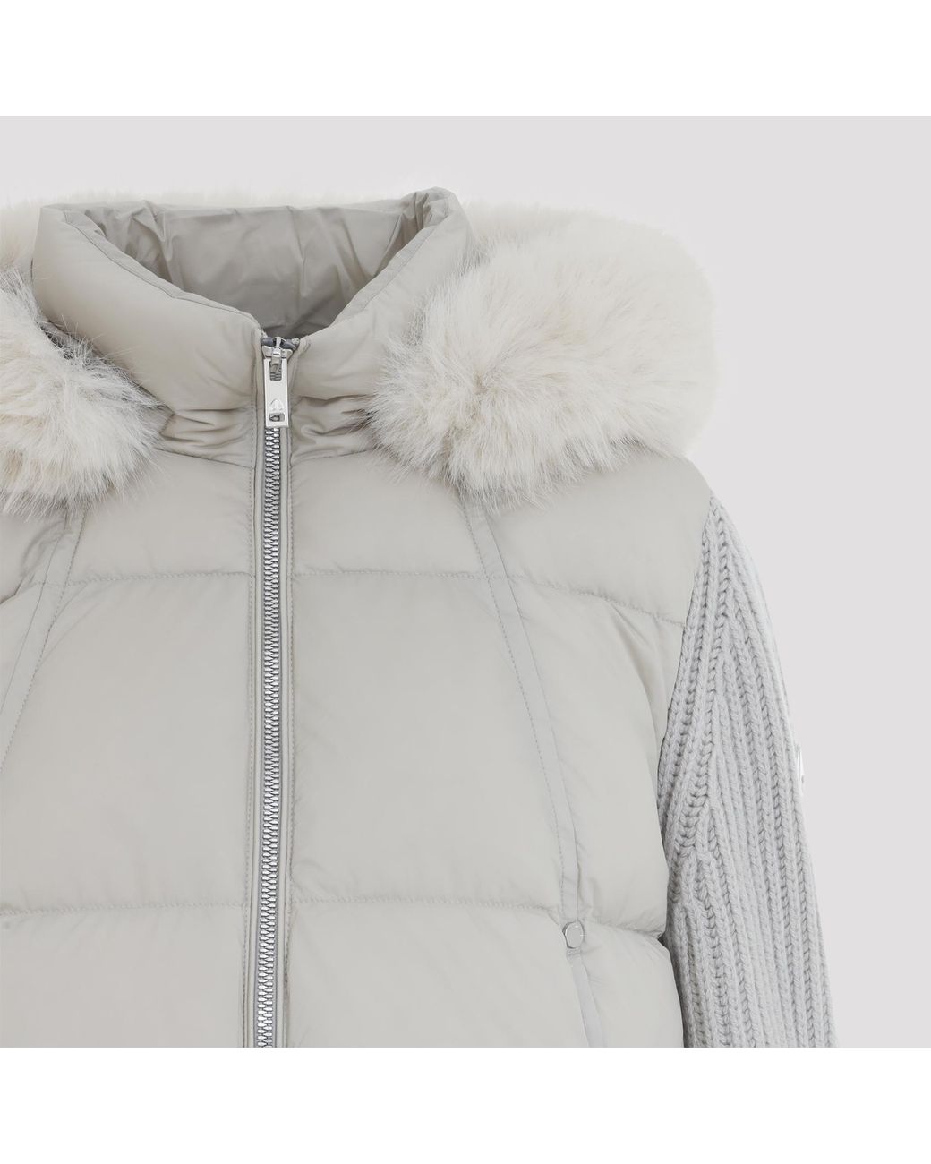 Moose Knuckles Gray Alabaster Everest Hybred Hooded Jacket
